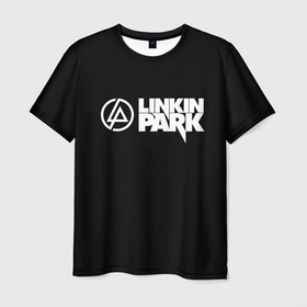 Мужская футболка 3D с принтом Linkin park logo rock music в Екатеринбурге, 100% полиэфир | прямой крой, круглый вырез горловины, длина до линии бедер | 