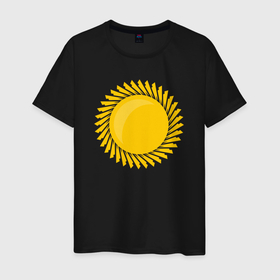 Мужская футболка хлопок с принтом Солнечный круг в Петрозаводске, 100% хлопок | прямой крой, круглый вырез горловины, длина до линии бедер, слегка спущенное плечо. | Тематика изображения на принте: 