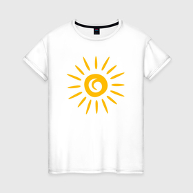 Женская футболка хлопок с принтом Жаркое солнышко в Тюмени, 100% хлопок | прямой крой, круглый вырез горловины, длина до линии бедер, слегка спущенное плечо | 