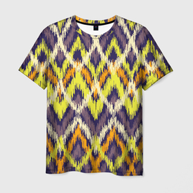 Мужская футболка 3D с принтом Разноцветный ромбовидный орнамент , 100% полиэфир | прямой крой, круглый вырез горловины, длина до линии бедер | 