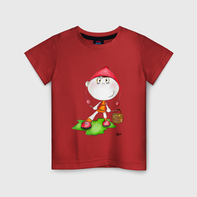 Детская футболка хлопок с принтом Сильно красная шапочка в Новосибирске, 100% хлопок | круглый вырез горловины, полуприлегающий силуэт, длина до линии бедер | Тематика изображения на принте: 