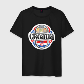 Мужская футболка хлопок с принтом Croatia в Белгороде, 100% хлопок | прямой крой, круглый вырез горловины, длина до линии бедер, слегка спущенное плечо. | 