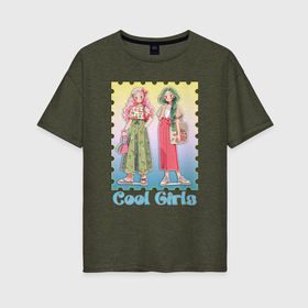 Женская футболка хлопок Oversize с принтом Крутые девчонки в Белгороде, 100% хлопок | свободный крой, круглый ворот, спущенный рукав, длина до линии бедер
 | 