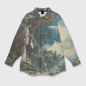 Мужская рубашка oversize 3D с принтом Внеземной ретро пейзаж в Курске,  |  | 