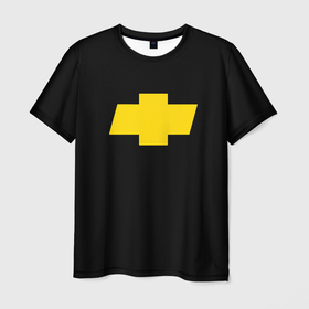 Мужская футболка 3D с принтом Chevrolet yellow в Кировске, 100% полиэфир | прямой крой, круглый вырез горловины, длина до линии бедер | Тематика изображения на принте: 