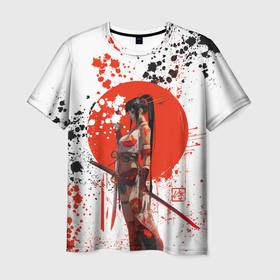 Мужская футболка 3D с принтом Женщина самурай в Кировске, 100% полиэфир | прямой крой, круглый вырез горловины, длина до линии бедер | 