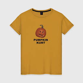 Женская футболка хлопок с принтом Pumpkin Kurt   the office в Кировске, 100% хлопок | прямой крой, круглый вырез горловины, длина до линии бедер, слегка спущенное плечо | Тематика изображения на принте: 