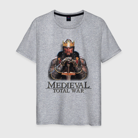 Мужская футболка хлопок с принтом Medieval: Total War logo в Екатеринбурге, 100% хлопок | прямой крой, круглый вырез горловины, длина до линии бедер, слегка спущенное плечо. | 