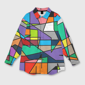 Женская рубашка oversize 3D с принтом Кубизм   линии в Курске,  |  | Тематика изображения на принте: 