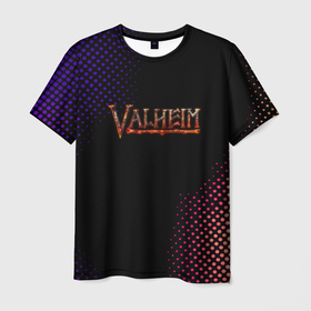 Мужская футболка 3D с принтом Valheim logo pattern в Екатеринбурге, 100% полиэфир | прямой крой, круглый вырез горловины, длина до линии бедер | 