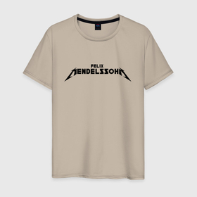 Мужская футболка хлопок с принтом Мендельсон чёрный в Тюмени, 100% хлопок | прямой крой, круглый вырез горловины, длина до линии бедер, слегка спущенное плечо. | 