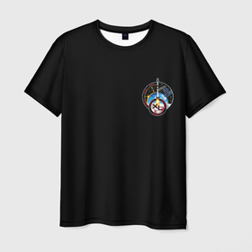 Мужская футболка 3D с принтом Nasa space logo usa steel в Кировске, 100% полиэфир | прямой крой, круглый вырез горловины, длина до линии бедер | 
