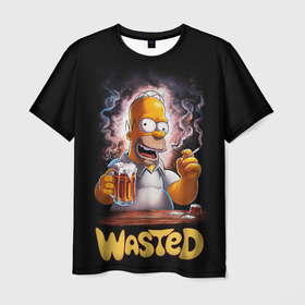 Мужская футболка 3D с принтом Homer   wasted в Новосибирске, 100% полиэфир | прямой крой, круглый вырез горловины, длина до линии бедер | 