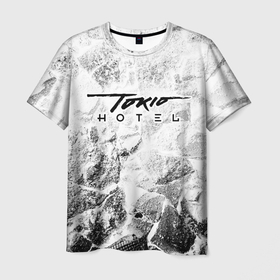 Мужская футболка 3D с принтом Tokio Hotel white graphite в Петрозаводске, 100% полиэфир | прямой крой, круглый вырез горловины, длина до линии бедер | 