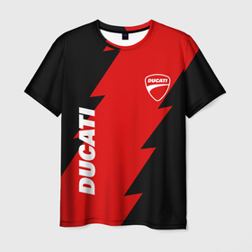 Мужская футболка 3D с принтом Ducati   logo в Тюмени, 100% полиэфир | прямой крой, круглый вырез горловины, длина до линии бедер | 