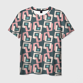 Мужская футболка 3D с принтом Геометрическая ретро абстракция в Курске, 100% полиэфир | прямой крой, круглый вырез горловины, длина до линии бедер | 