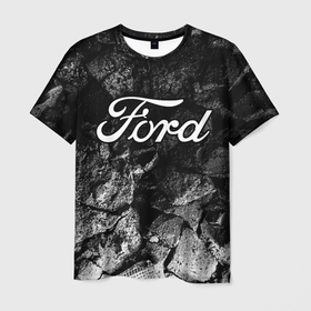 Мужская футболка 3D с принтом Ford black graphite в Екатеринбурге, 100% полиэфир | прямой крой, круглый вырез горловины, длина до линии бедер | 