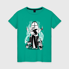 Женская футболка хлопок с принтом Demon of Curiosity в Курске, 100% хлопок | прямой крой, круглый вырез горловины, длина до линии бедер, слегка спущенное плечо | 