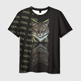 Мужская футболка 3D с принтом Cool cats в Курске, 100% полиэфир | прямой крой, круглый вырез горловины, длина до линии бедер | 