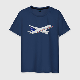 Мужская футболка хлопок с принтом Опытный самолет SJ 100 ВС 95157 в Новосибирске, 100% хлопок | прямой крой, круглый вырез горловины, длина до линии бедер, слегка спущенное плечо. | 