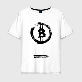 Мужская футболка хлопок Oversize с принтом Биткоин   криптовалюта символ в Курске, 100% хлопок | свободный крой, круглый ворот, “спинка” длиннее передней части | 