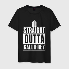 Мужская футболка хлопок с принтом Straight outta gallifrey в Белгороде, 100% хлопок | прямой крой, круглый вырез горловины, длина до линии бедер, слегка спущенное плечо. | 