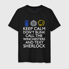 Мужская футболка хлопок с принтом Doctor Sherlock , 100% хлопок | прямой крой, круглый вырез горловины, длина до линии бедер, слегка спущенное плечо. | Тематика изображения на принте: 