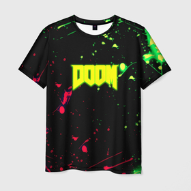 Мужская футболка 3D с принтом Doom кислотные краски в Петрозаводске, 100% полиэфир | прямой крой, круглый вырез горловины, длина до линии бедер | Тематика изображения на принте: 