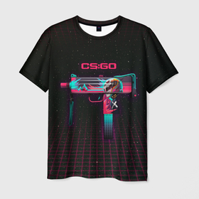 Мужская футболка 3D с принтом MAC 10 Neon Rider   CS:GO в Кировске, 100% полиэфир | прямой крой, круглый вырез горловины, длина до линии бедер | Тематика изображения на принте: 