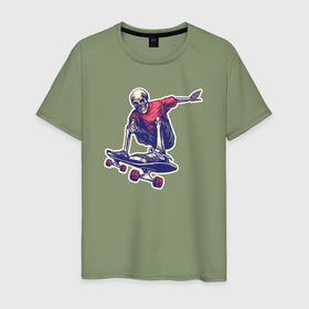 Мужская футболка хлопок с принтом Скелетор скейтер в Белгороде, 100% хлопок | прямой крой, круглый вырез горловины, длина до линии бедер, слегка спущенное плечо. | 