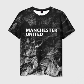 Мужская футболка 3D с принтом Manchester United black graphite в Курске, 100% полиэфир | прямой крой, круглый вырез горловины, длина до линии бедер | Тематика изображения на принте: 