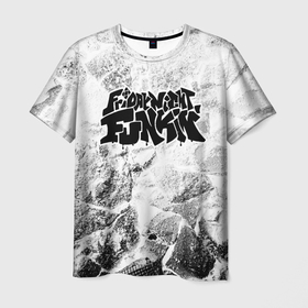Мужская футболка 3D с принтом Friday Night Funkin white graphite в Санкт-Петербурге, 100% полиэфир | прямой крой, круглый вырез горловины, длина до линии бедер | 