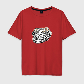 Мужская футболка хлопок Oversize с принтом Мемное лицо кота в Екатеринбурге, 100% хлопок | свободный крой, круглый ворот, “спинка” длиннее передней части | 