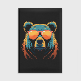 Ежедневник с принтом Медведь в оранжевых очках в Курске,  |  | Тематика изображения на принте: 
