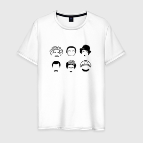Мужская футболка хлопок с принтом Знаменитые усы в Тюмени, 100% хлопок | прямой крой, круглый вырез горловины, длина до линии бедер, слегка спущенное плечо. | 