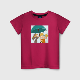 Детская футболка хлопок с принтом Фан арт эй Арнольд романтика в Кировске, 100% хлопок | круглый вырез горловины, полуприлегающий силуэт, длина до линии бедер | 