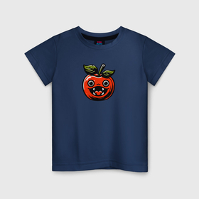 Детская футболка хлопок с принтом Красный яблочный монстр с большими зубами в Тюмени, 100% хлопок | круглый вырез горловины, полуприлегающий силуэт, длина до линии бедер | 
