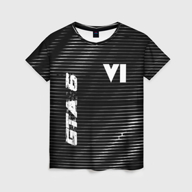 Женская футболка 3D с принтом GTA 6 metal game lines в Кировске, 100% полиэфир ( синтетическое хлопкоподобное полотно) | прямой крой, круглый вырез горловины, длина до линии бедер | 
