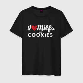 Мужская футболка хлопок с принтом Milf and cookies милфа в Новосибирске, 100% хлопок | прямой крой, круглый вырез горловины, длина до линии бедер, слегка спущенное плечо. | 