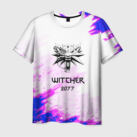 Мужская футболка 3D с принтом The Witcher colors neon в Курске, 100% полиэфир | прямой крой, круглый вырез горловины, длина до линии бедер | 