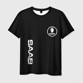 Мужская футболка 3D с принтом SAAB logo white в Санкт-Петербурге, 100% полиэфир | прямой крой, круглый вырез горловины, длина до линии бедер | Тематика изображения на принте: 