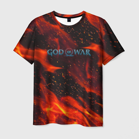 Мужская футболка 3D с принтом God of war fire steel , 100% полиэфир | прямой крой, круглый вырез горловины, длина до линии бедер | Тематика изображения на принте: 