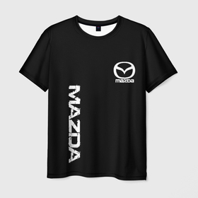 Мужская футболка 3D с принтом Mazda white logo в Петрозаводске, 100% полиэфир | прямой крой, круглый вырез горловины, длина до линии бедер | Тематика изображения на принте: 