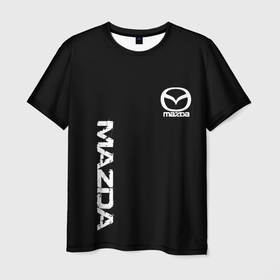 Мужская футболка 3D с принтом Mazda white logo в Екатеринбурге, 100% полиэфир | прямой крой, круглый вырез горловины, длина до линии бедер | 