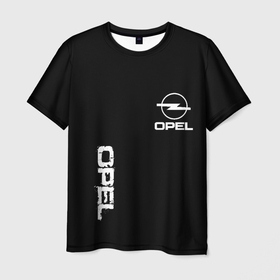 Мужская футболка 3D с принтом Opel white logo в Екатеринбурге, 100% полиэфир | прямой крой, круглый вырез горловины, длина до линии бедер | 