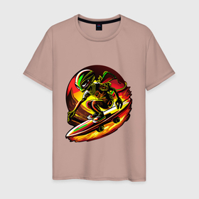 Мужская футболка хлопок с принтом Космический скейтер в Петрозаводске, 100% хлопок | прямой крой, круглый вырез горловины, длина до линии бедер, слегка спущенное плечо. | 