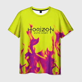 Мужская футболка 3D с принтом Horizon: Zero Dawn flame в Белгороде, 100% полиэфир | прямой крой, круглый вырез горловины, длина до линии бедер | Тематика изображения на принте: 