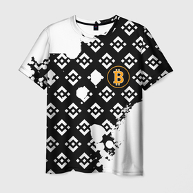 Мужская футболка 3D с принтом Bitcoin pattern binance в Петрозаводске, 100% полиэфир | прямой крой, круглый вырез горловины, длина до линии бедер | Тематика изображения на принте: 