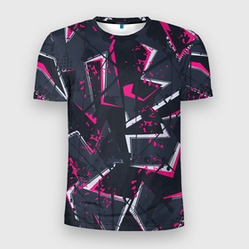 Мужская футболка 3D Slim с принтом Яркий абстрактный узор для спорта в Петрозаводске, 100% полиэстер с улучшенными характеристиками | приталенный силуэт, круглая горловина, широкие плечи, сужается к линии бедра | Тематика изображения на принте: 