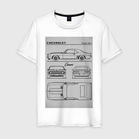 Мужская футболка хлопок с принтом Chevrolet Camaro в Белгороде, 100% хлопок | прямой крой, круглый вырез горловины, длина до линии бедер, слегка спущенное плечо. | 